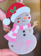 Frosted clear snowgirl/boy ornament ♡