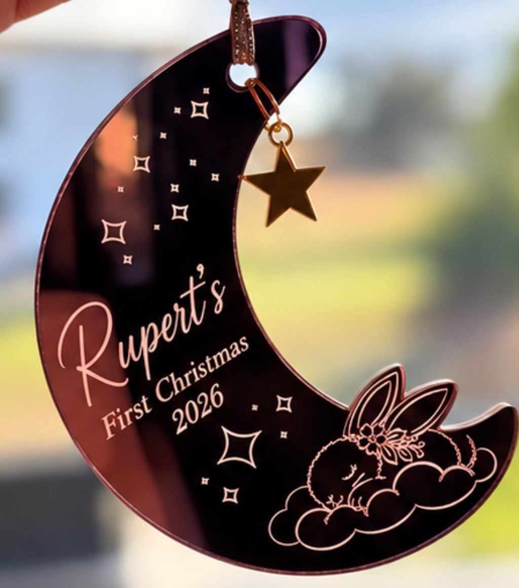 Personalised Baby’s First Christmas Moon Ornament