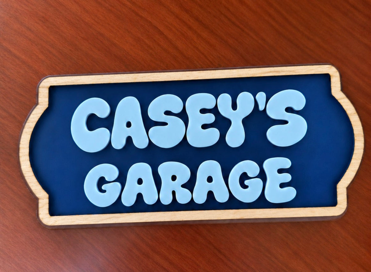 Personalised Play Space Sign, Acrylic & basswood.