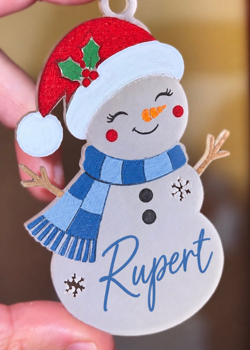 Frosted clear snowgirl/boy ornament ♡