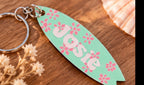 Personalised Surfboard Keyring | Engraved & Hand Painted Wooden Keychain