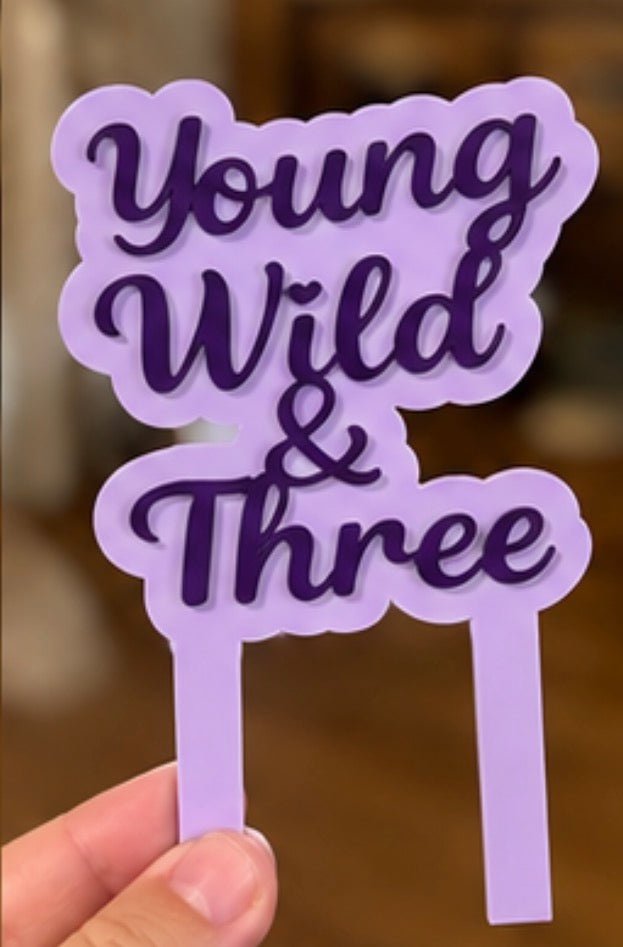 Young wild and three birthday cake stake ♡ - Susie Clare Creative